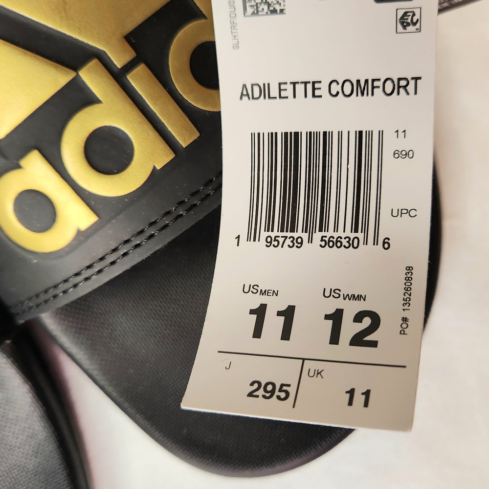 NWT Adidas Black and Gold Slides - Picture 3 of 4